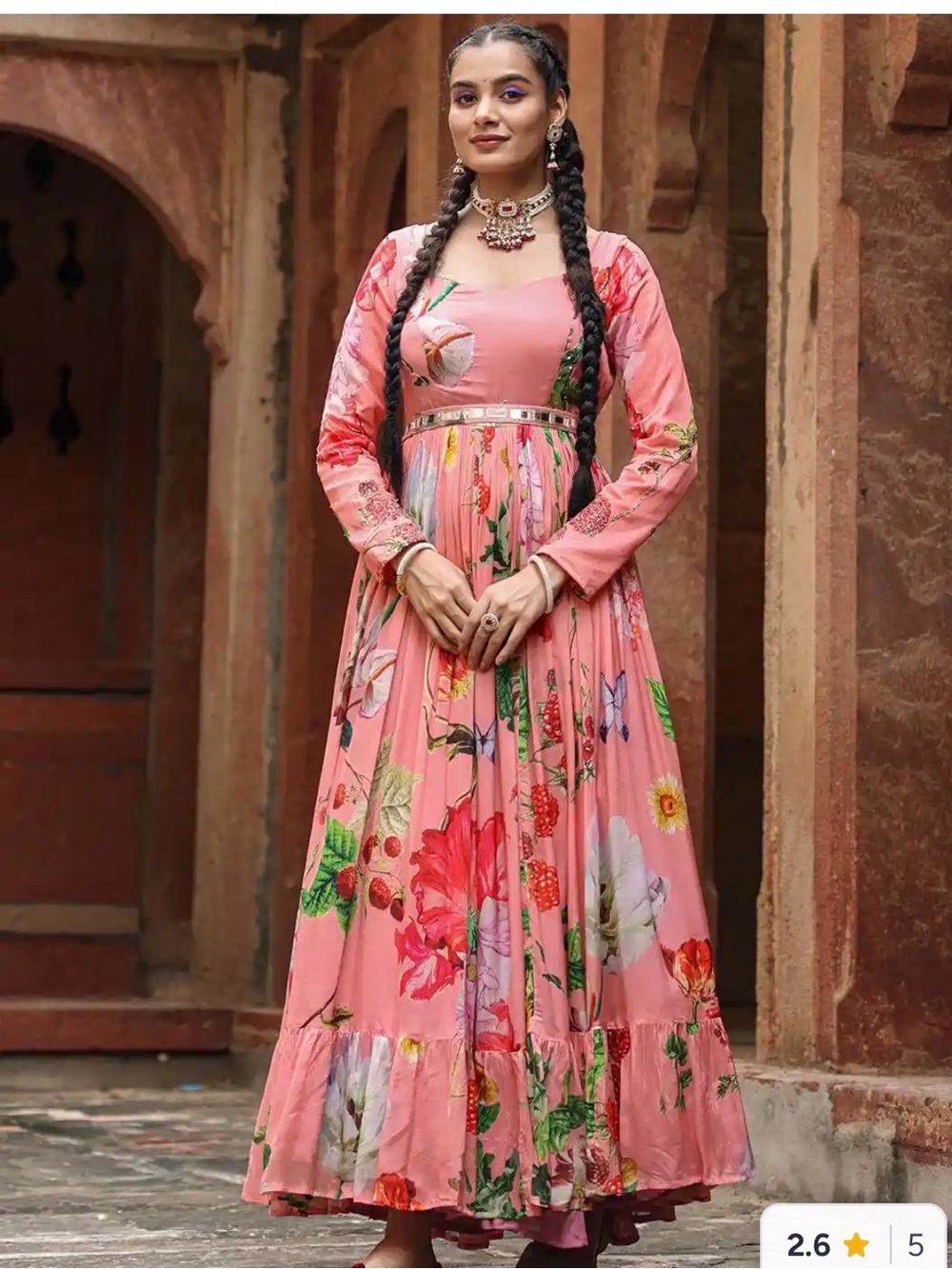 Floral Pink Long Sleeve Maxi Dress